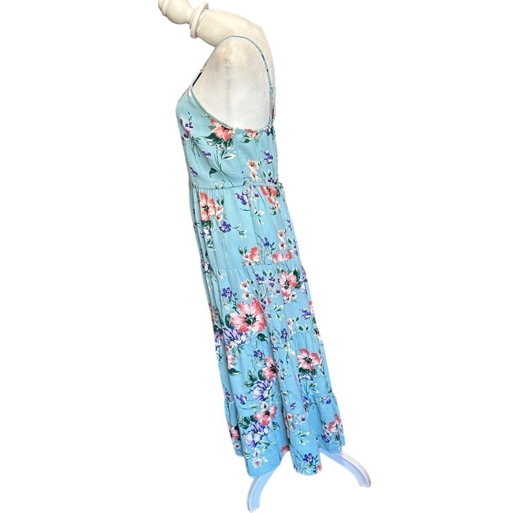 Xhilaration women's blue floral spaghetti strap maxi dress size small - Picture 4 of 5